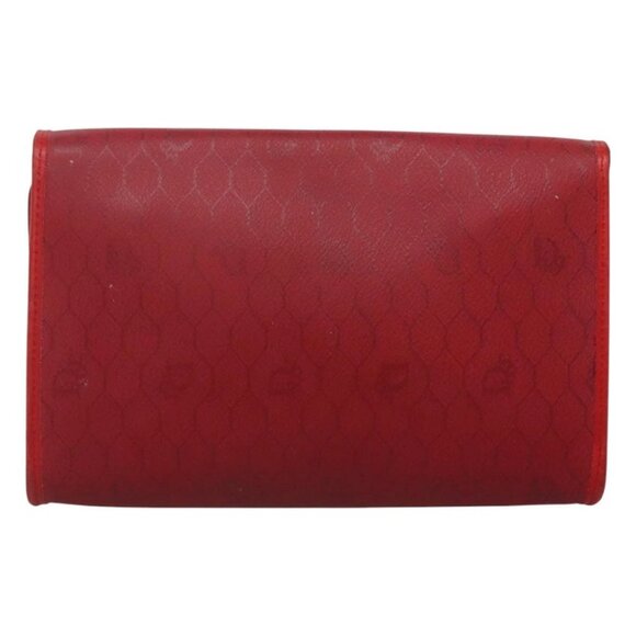 Christian Dior Honeycomb Canvas Chain Shoulder Bag PVC Red Gold Auth MX492 - Picture 2 of 16